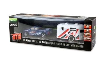 22680 RC PICKUP DIE CAST mit Wohnwagenanhänger 1:64 RTR blau